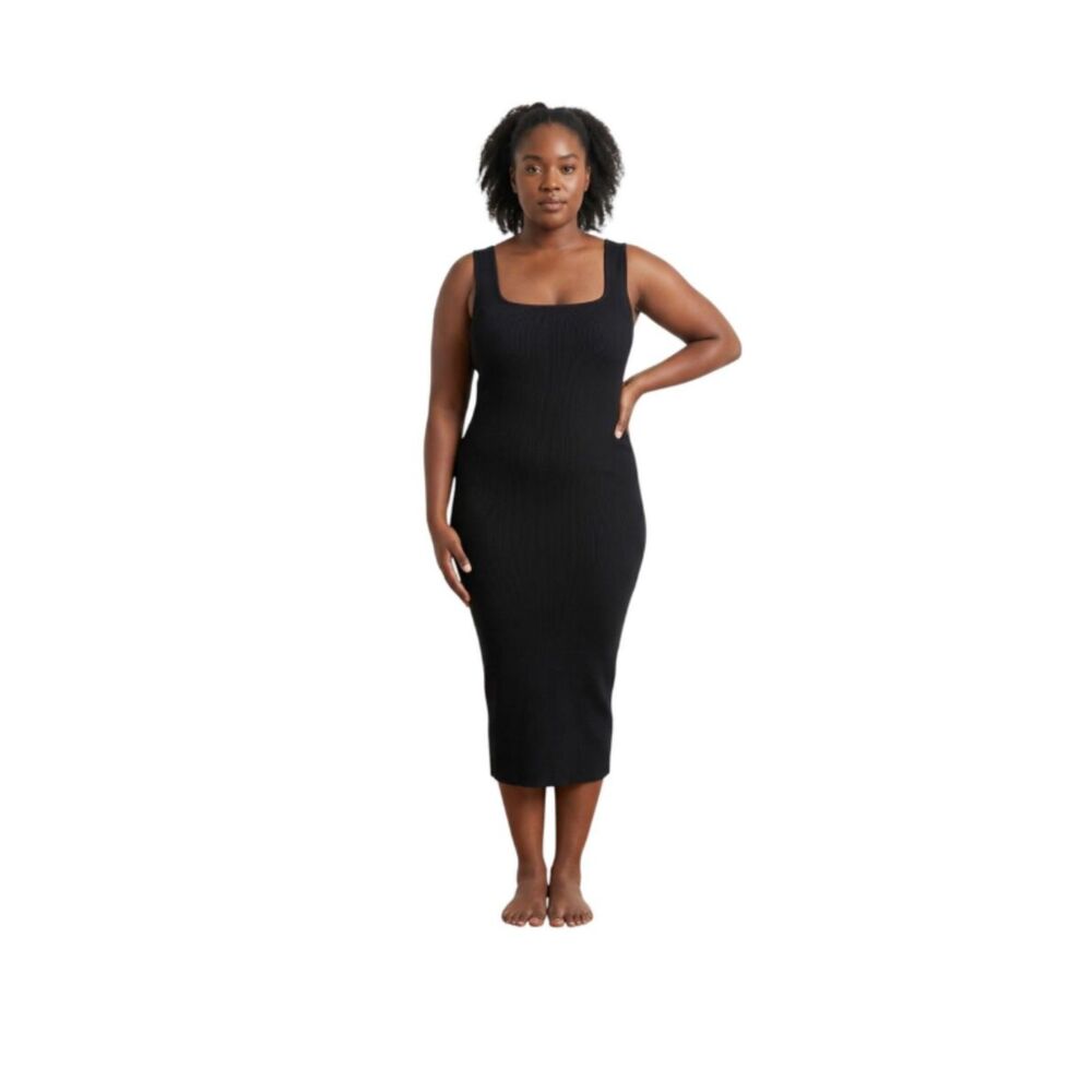 Naked Wardrobe Essential Black Midi Tank Dress Size 1X Plus